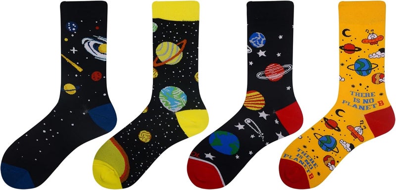 Cansok Men's 2/4 Packs Fun Crazy Novelty Dress Crew Socks - Image 2